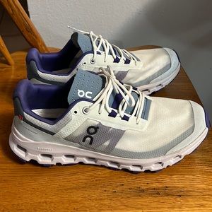 On cloud shoes, worn around the house not outside.